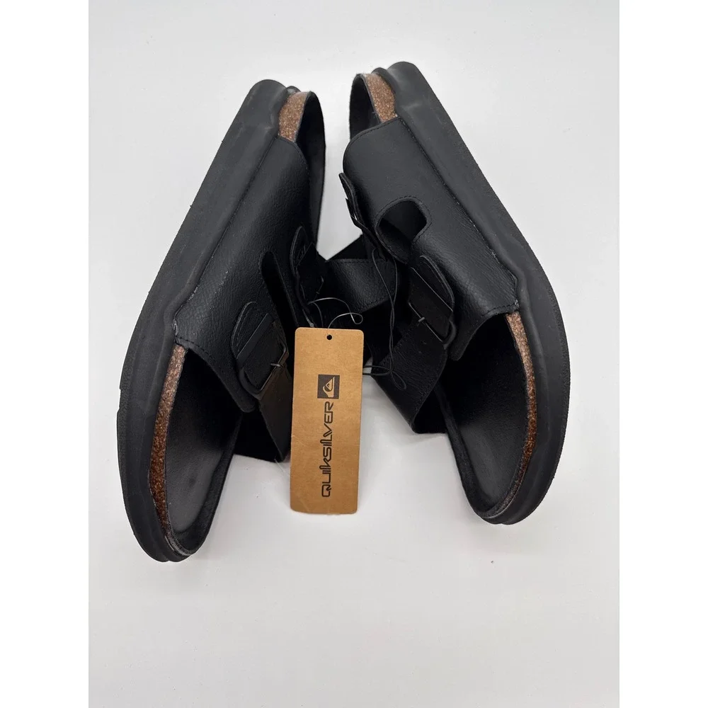 Quiksilver Deck Mens‎ Sandals Black Double Strap Buckle Slides CQ10025M Size 11
